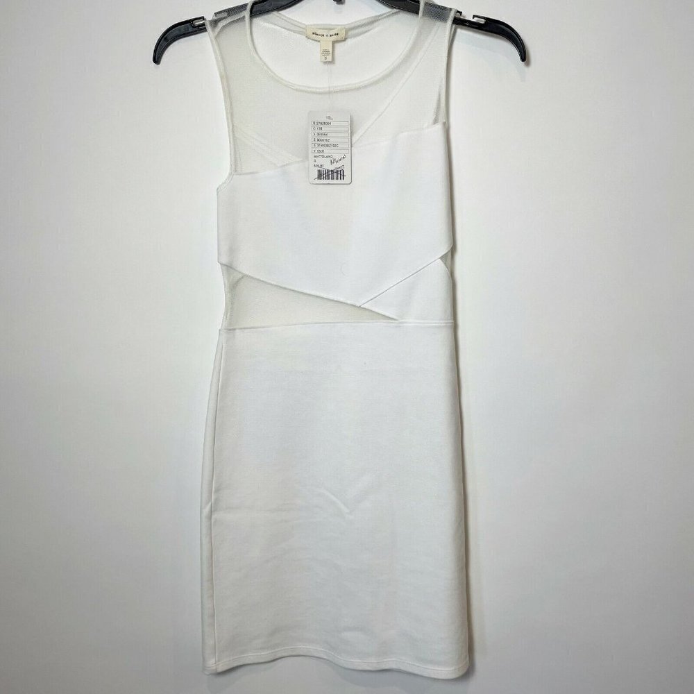Silence‎ + Noise Womens Sleeveless Mesh Mini Sheath Dress White S Backless New